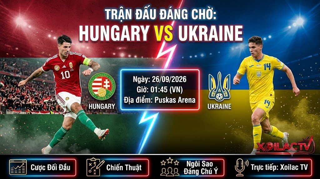 Nhận định, soi kèo trận đấu Hungary vs Ukraine lúc 01h45 ngày 26/09 tại UEFA Nations League - Xoilac TV.