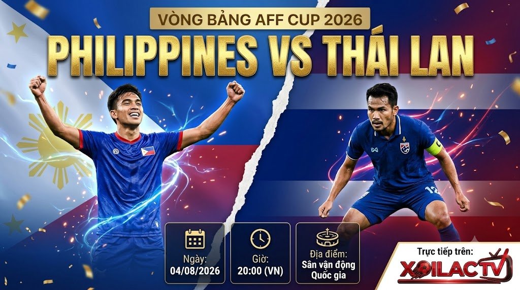 Ảnh bìa nhận định trận đấu Philippines vs Thái Lan vòng bảng AFF Cup 2026, xem trực tiếp trên Xoilac TV.